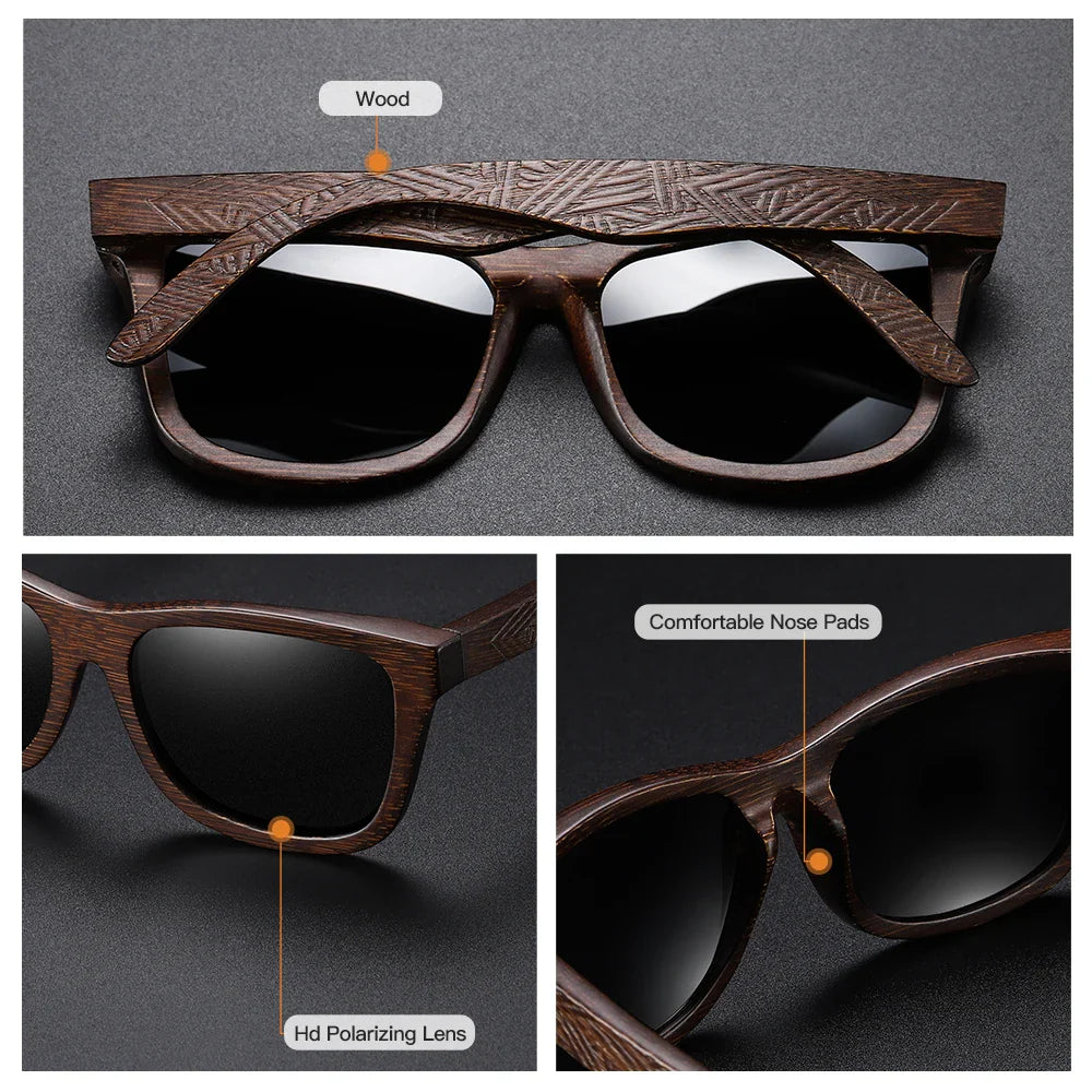 Harlow™ | Polarized Bamboo Engraved Sunglasses