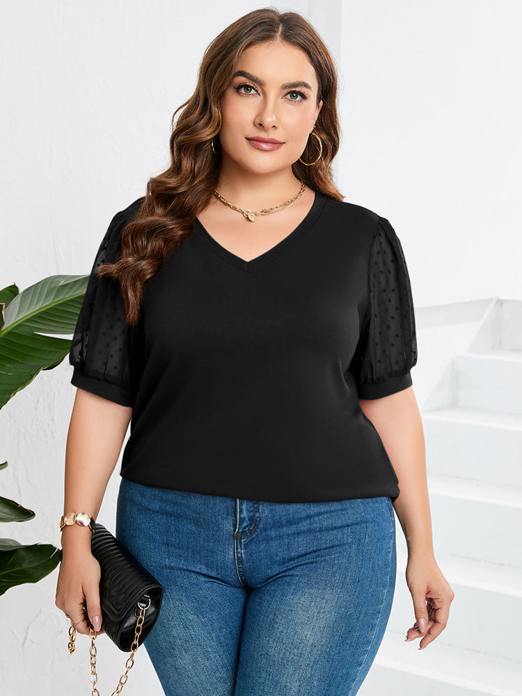 Arden™ | Textured Sleeve V-Neck Top