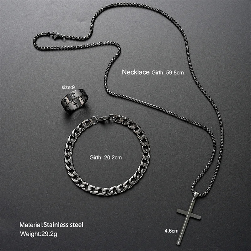 Harlow™ | Steel Cross Pendant Set