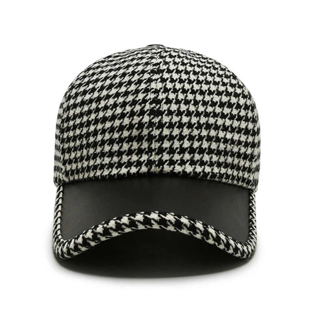 Harlow™ | Houndstooth Leather Cap