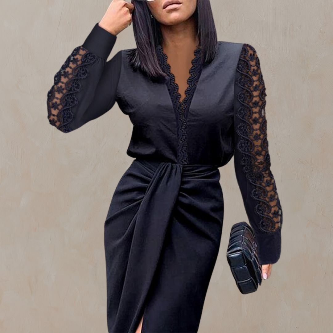 Harlow™ | ALINA V-Neck Lace Evening Dress