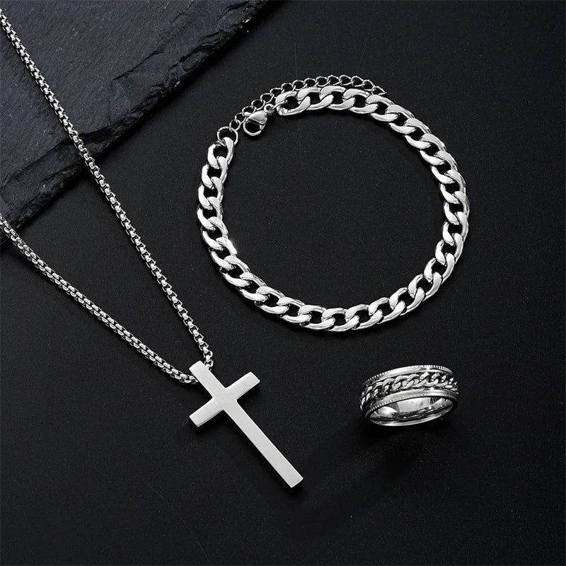 Harlow™ | Steel Cross Pendant Set