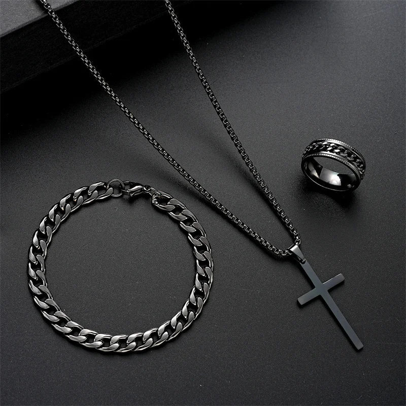 Harlow™ | Steel Cross Pendant Set