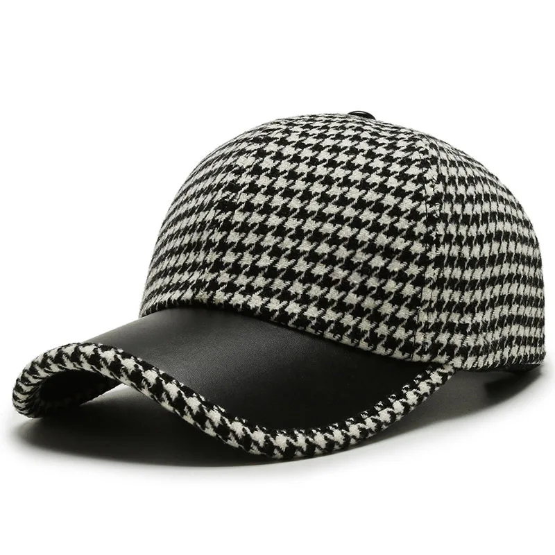 Harlow™ | Houndstooth Leather Cap