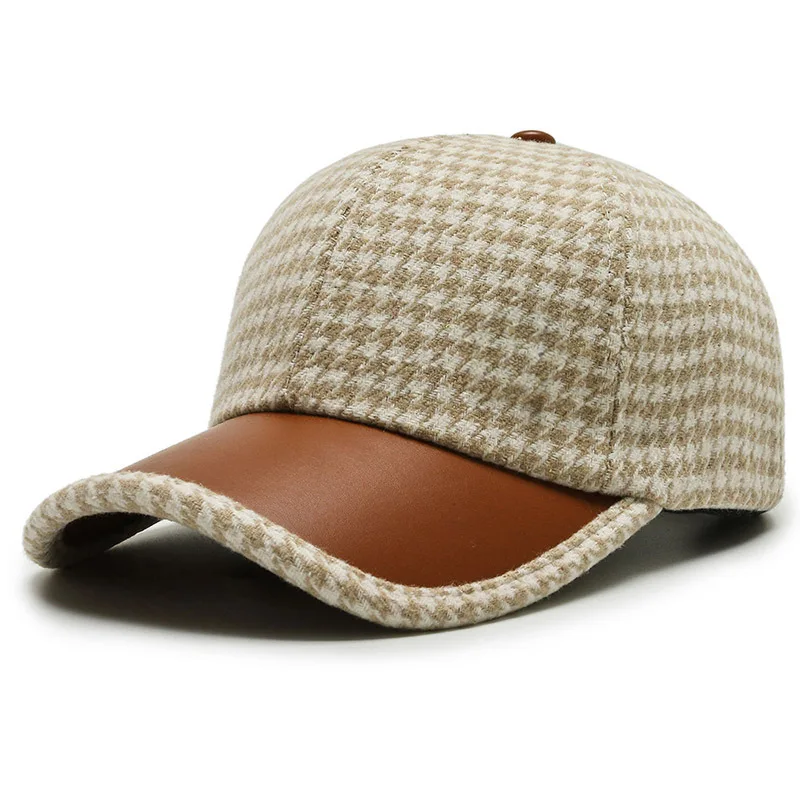 Harlow™ | Houndstooth Leather Cap