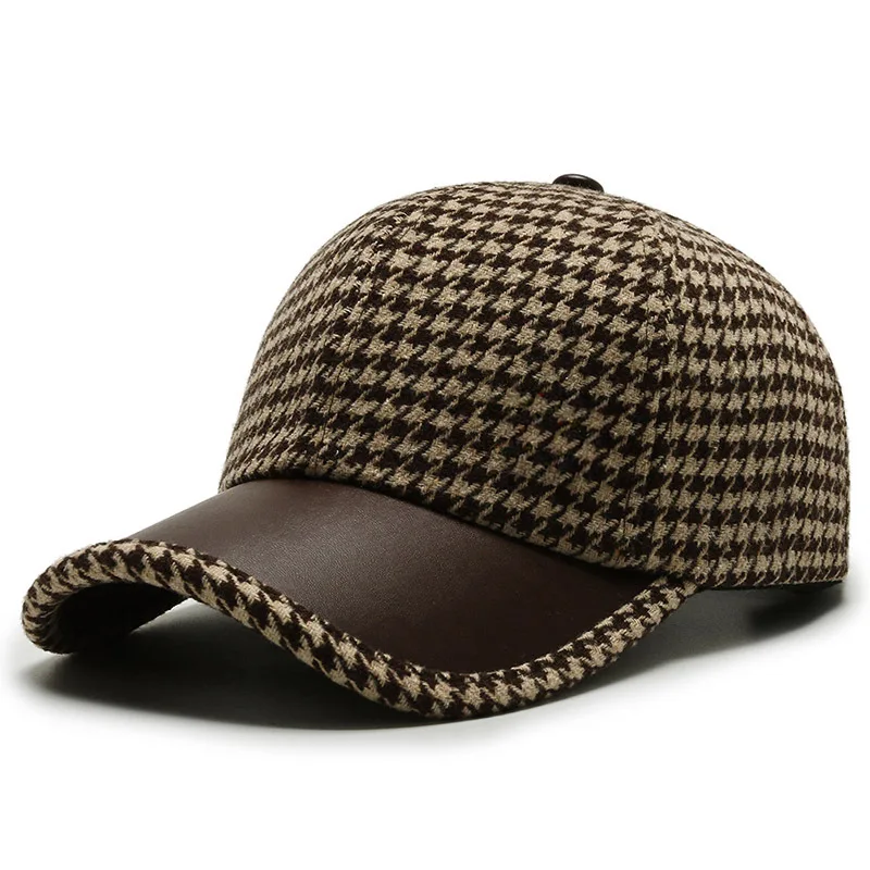 Harlow™ | Houndstooth Leather Cap