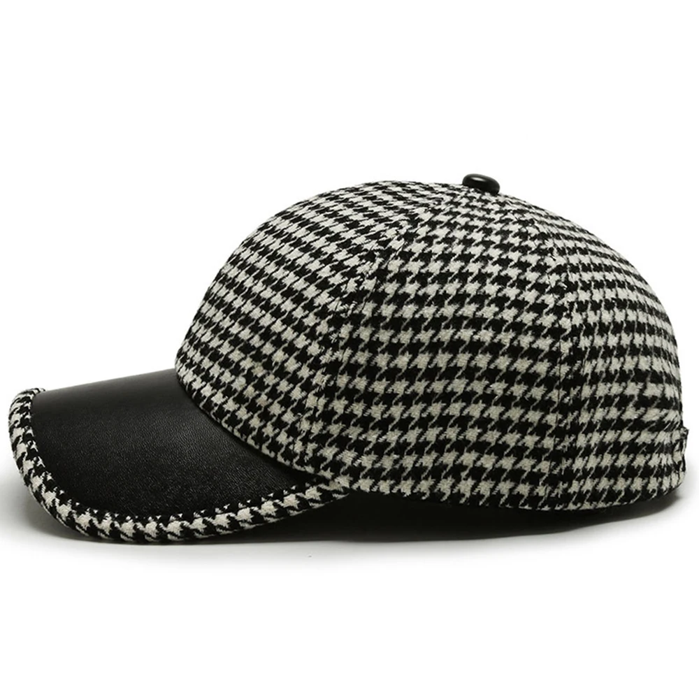 Harlow™ | Houndstooth Leather Cap