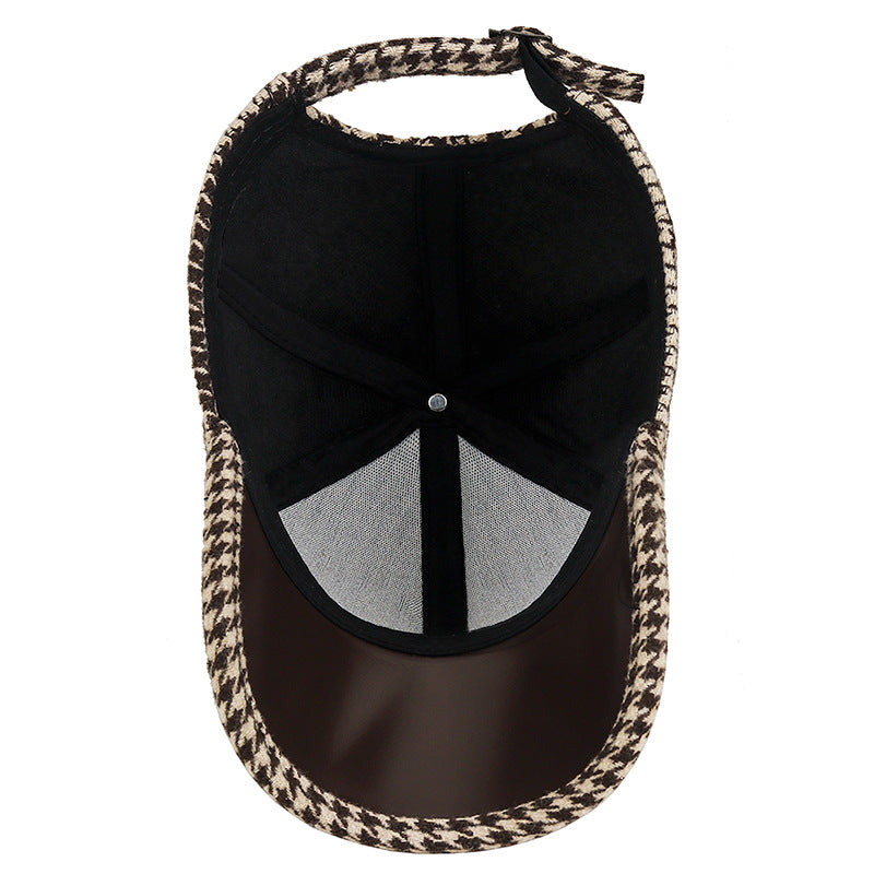Harlow™ | Houndstooth Leather Cap