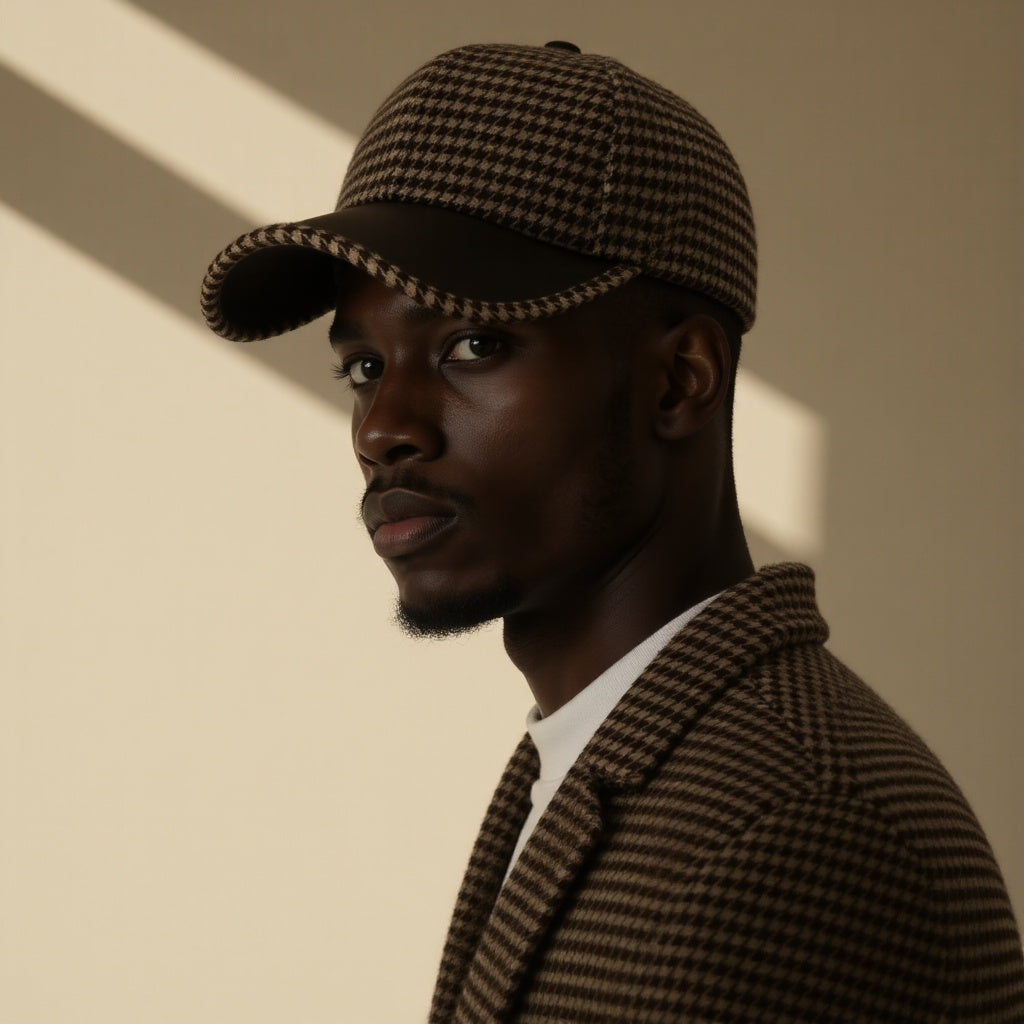 Harlow™ | Houndstooth Leather Cap